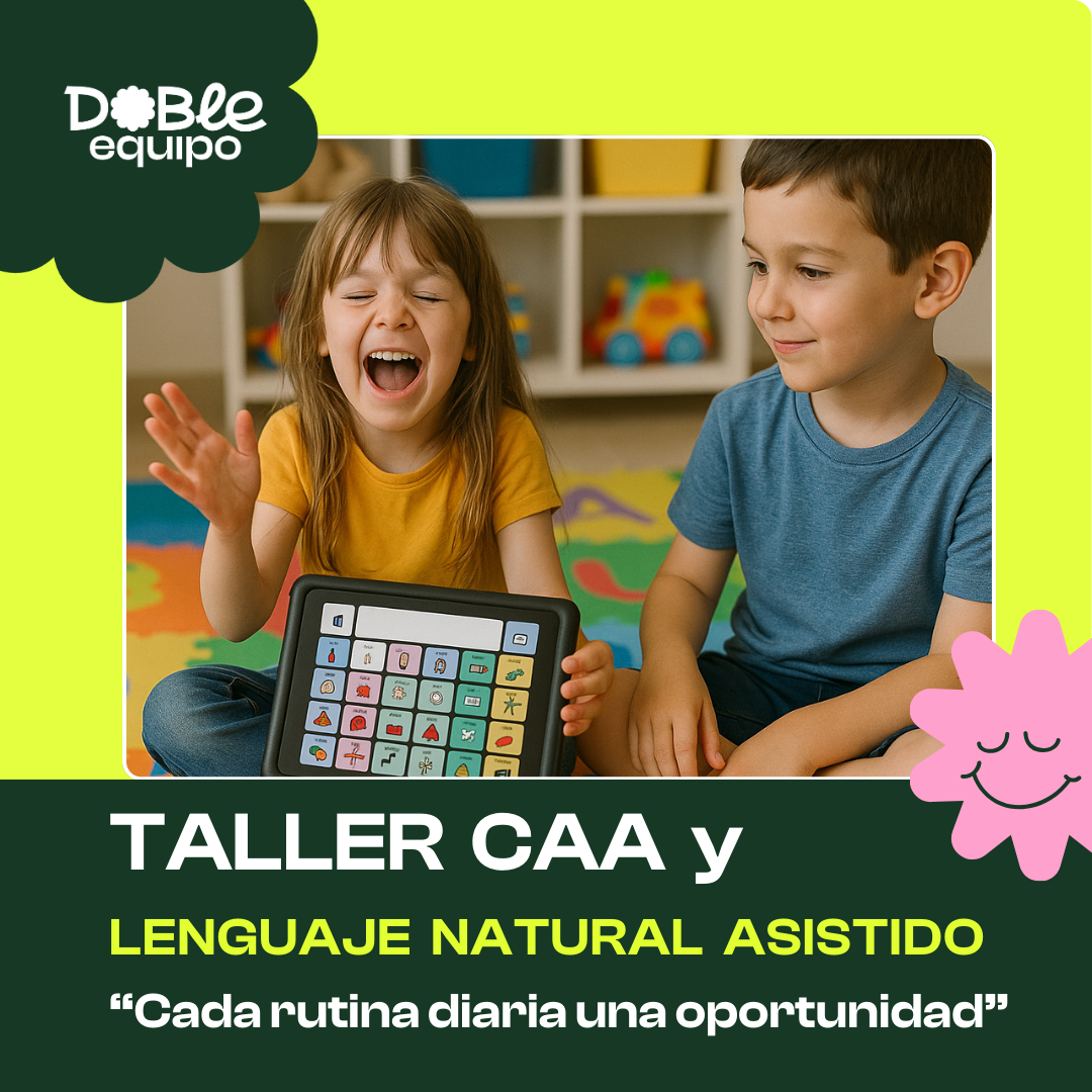 cartel taller caa y lenguaje natural asistido doble equipo
