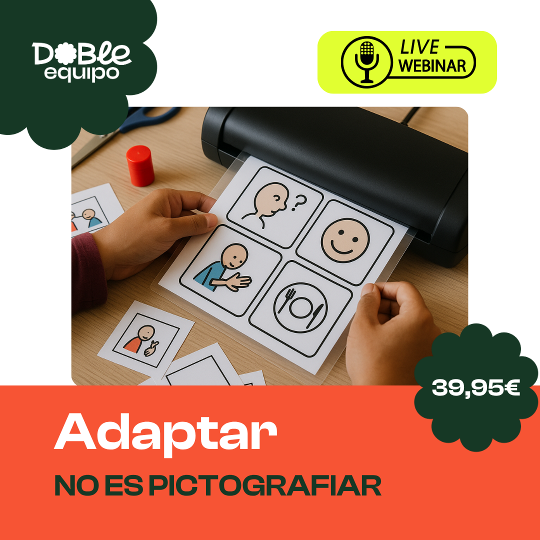 cartel webinar adaptar no es pictografiar doble equipo