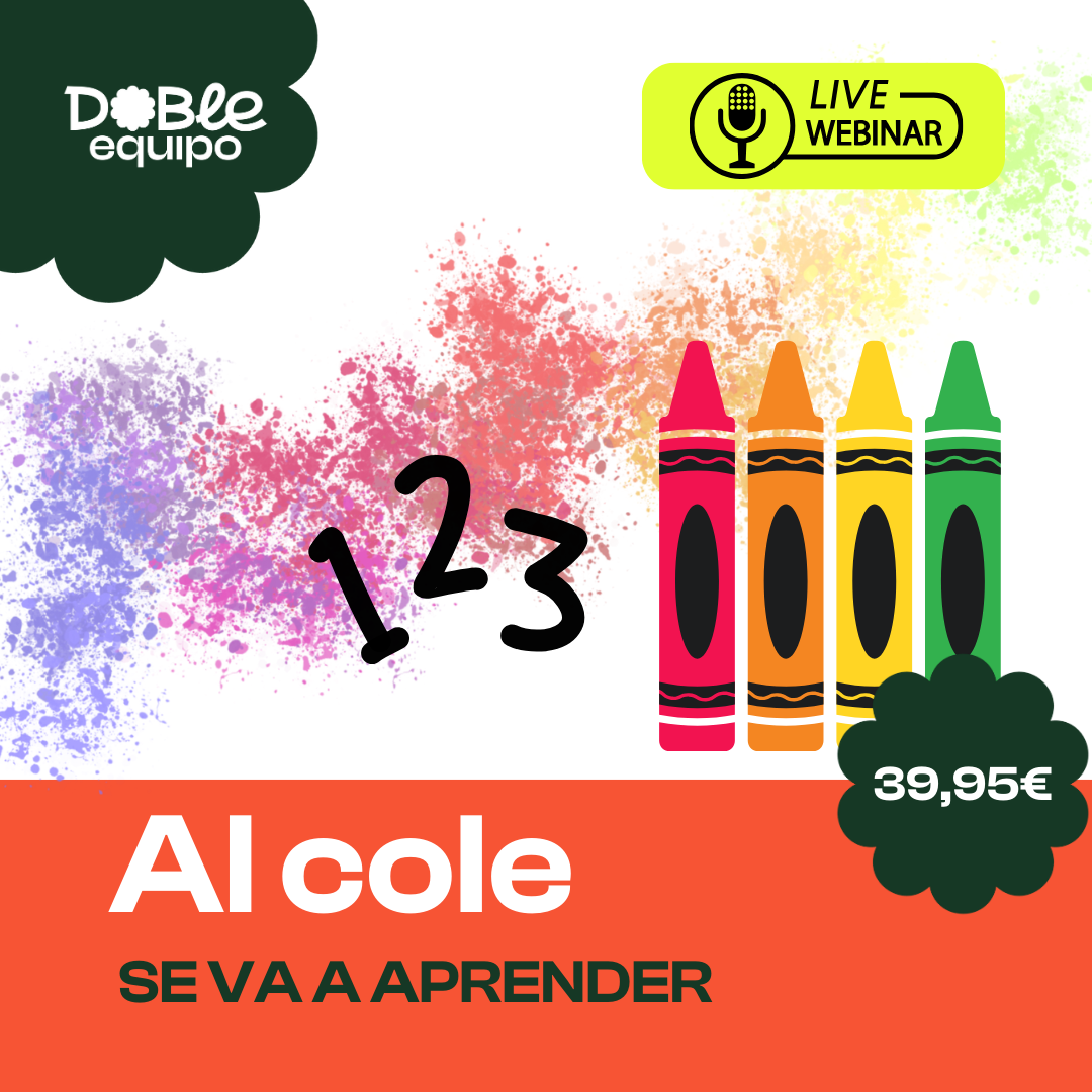 cartel webinar al cole se va a aprender - doble equipo