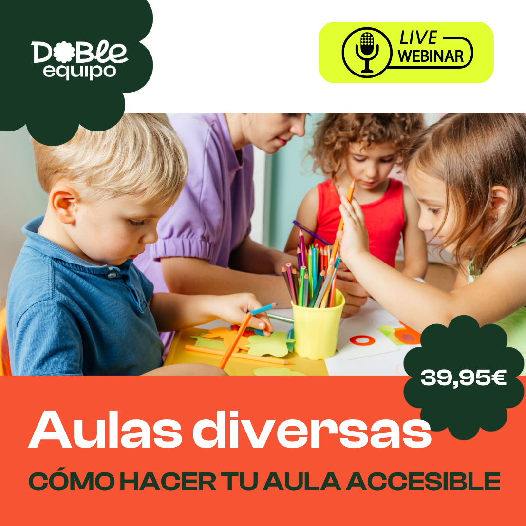 cartel webinar Aulas diversas cómo hacer tu aula accesible precio - Doble Equipo