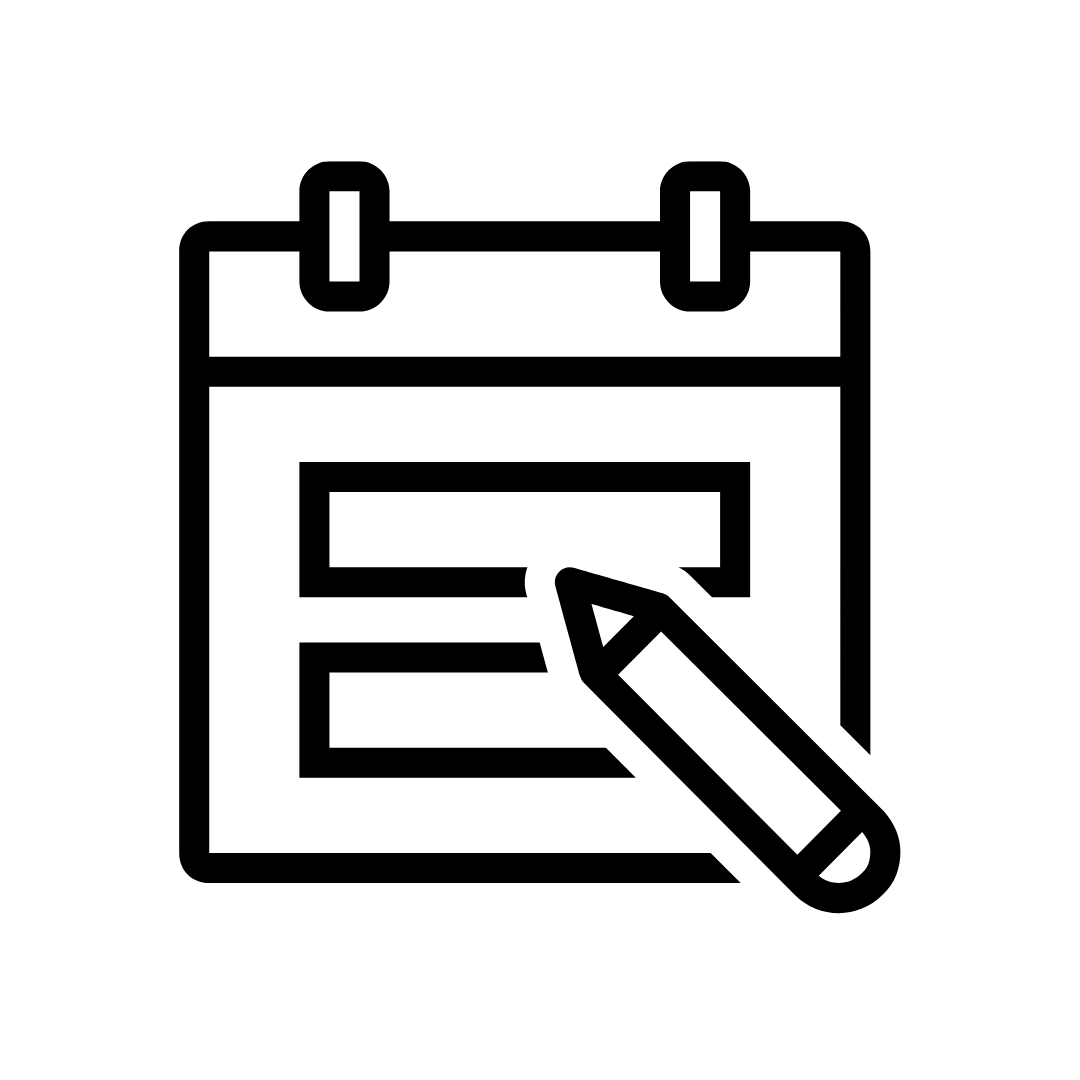 icono en blanco y negro. lápiz sobre libreta