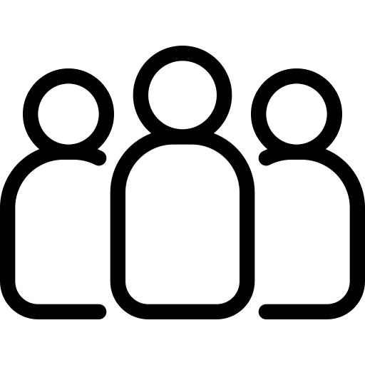 icono en blanco y negro con tres personas