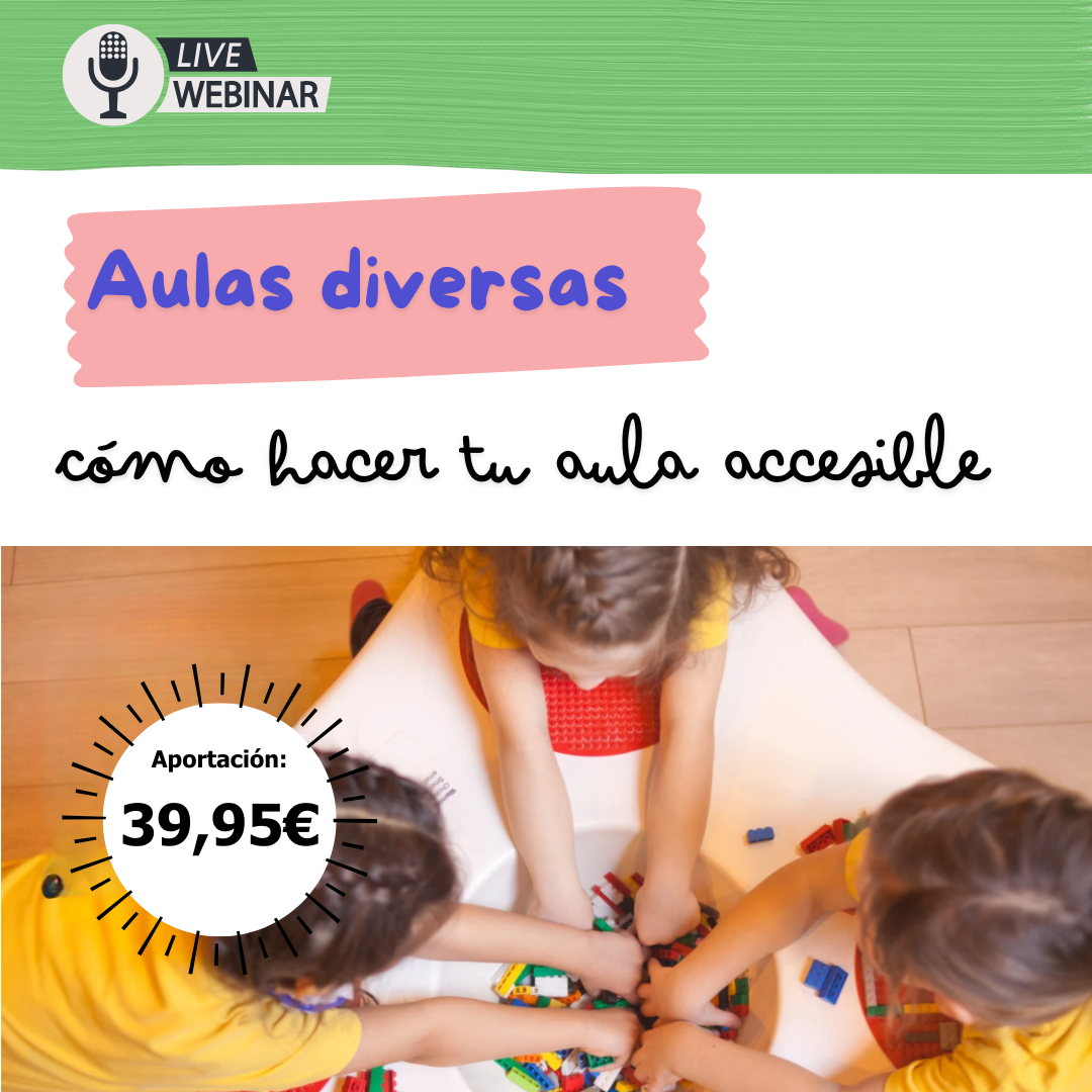 cartel webinar aulas diversas: cómo hacer tu aula accesible - doble equipo