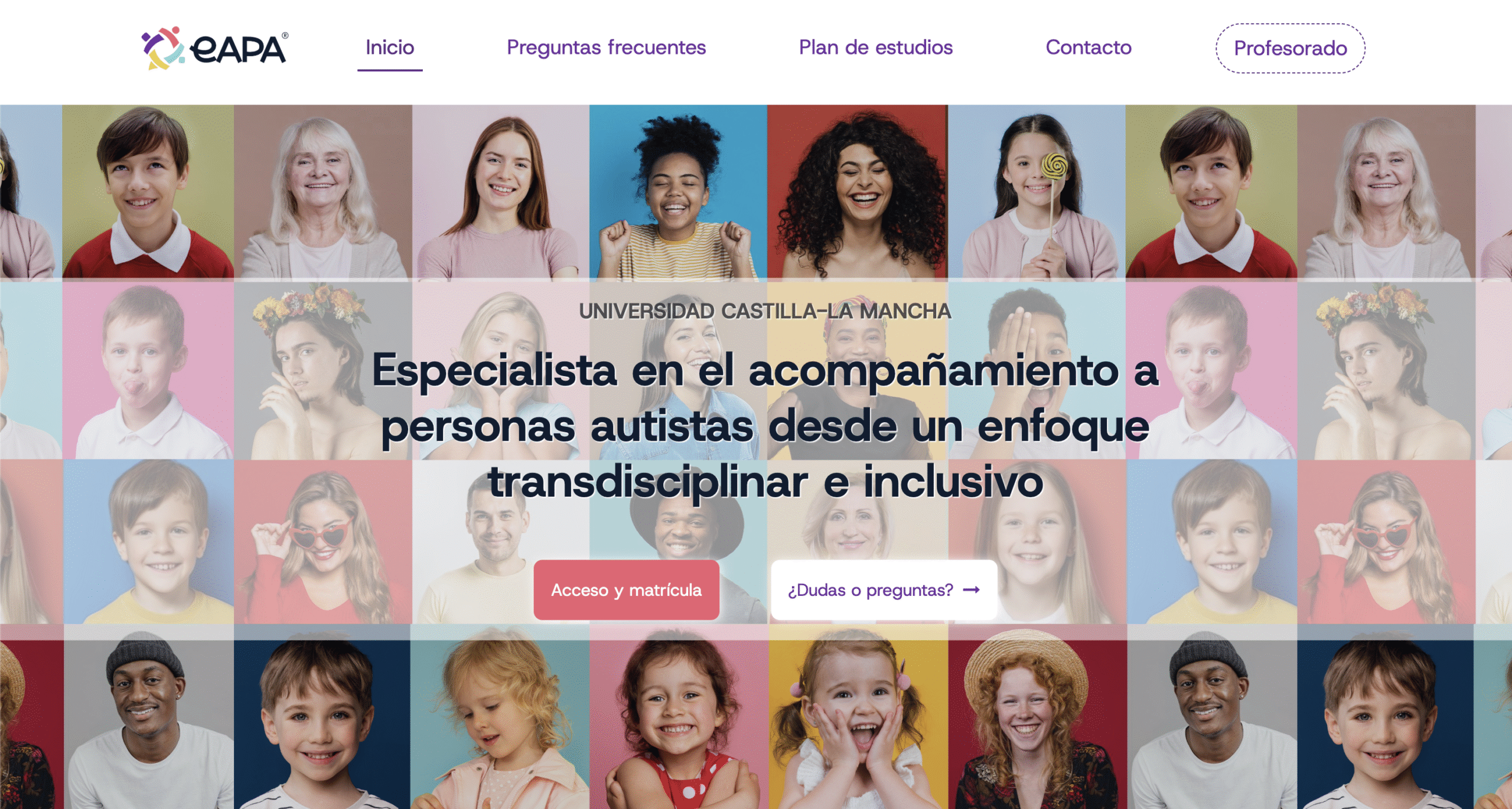 Captura de la página de inicio de la web de EAPA con información sobre una formación especializada.