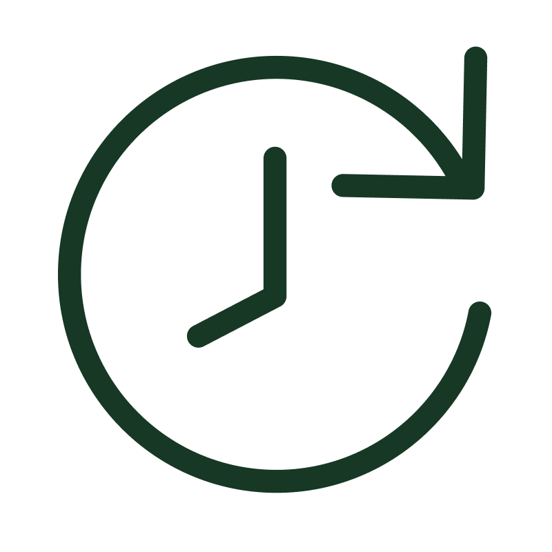 Icono de un reloj con una flecha circular.